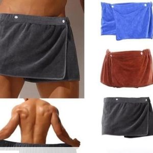 1pc Men Soft Wearable Bath Towel, Solid Color Short Pants, Soft Microfiber Bath